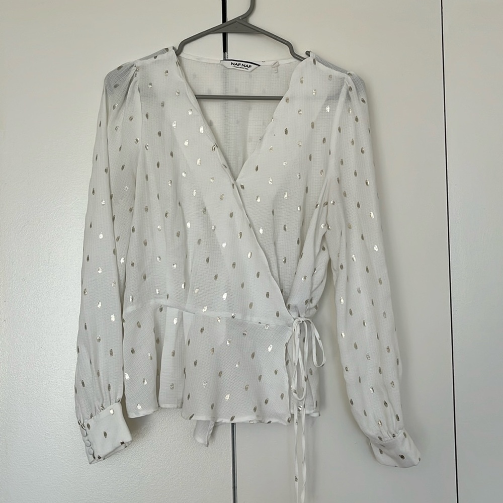 Blouse white and gold